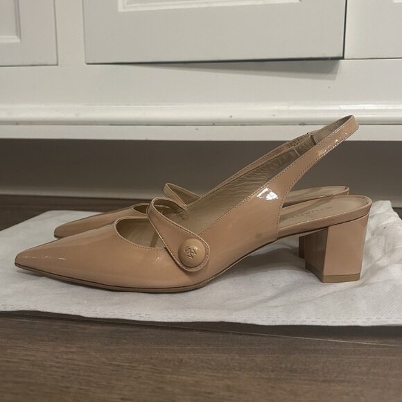 Stuart Weitzman Pointed Toe Mary Jane Slingback Pump - Picture 3 of 7